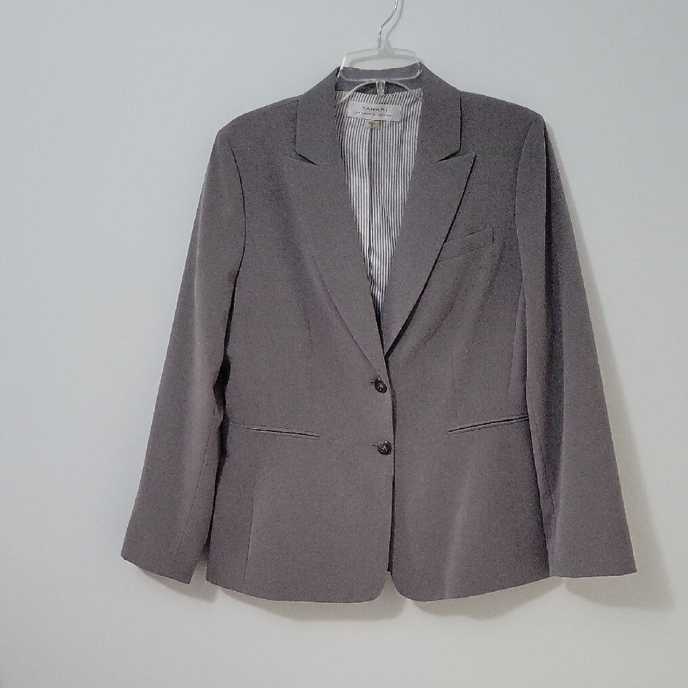 Tahari Gray Tailored Two Button Blazer, Size 12